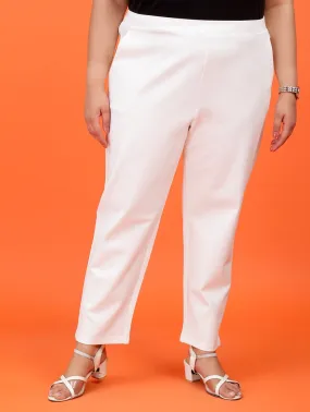 Plus Size Women Off White Cigarette Pants