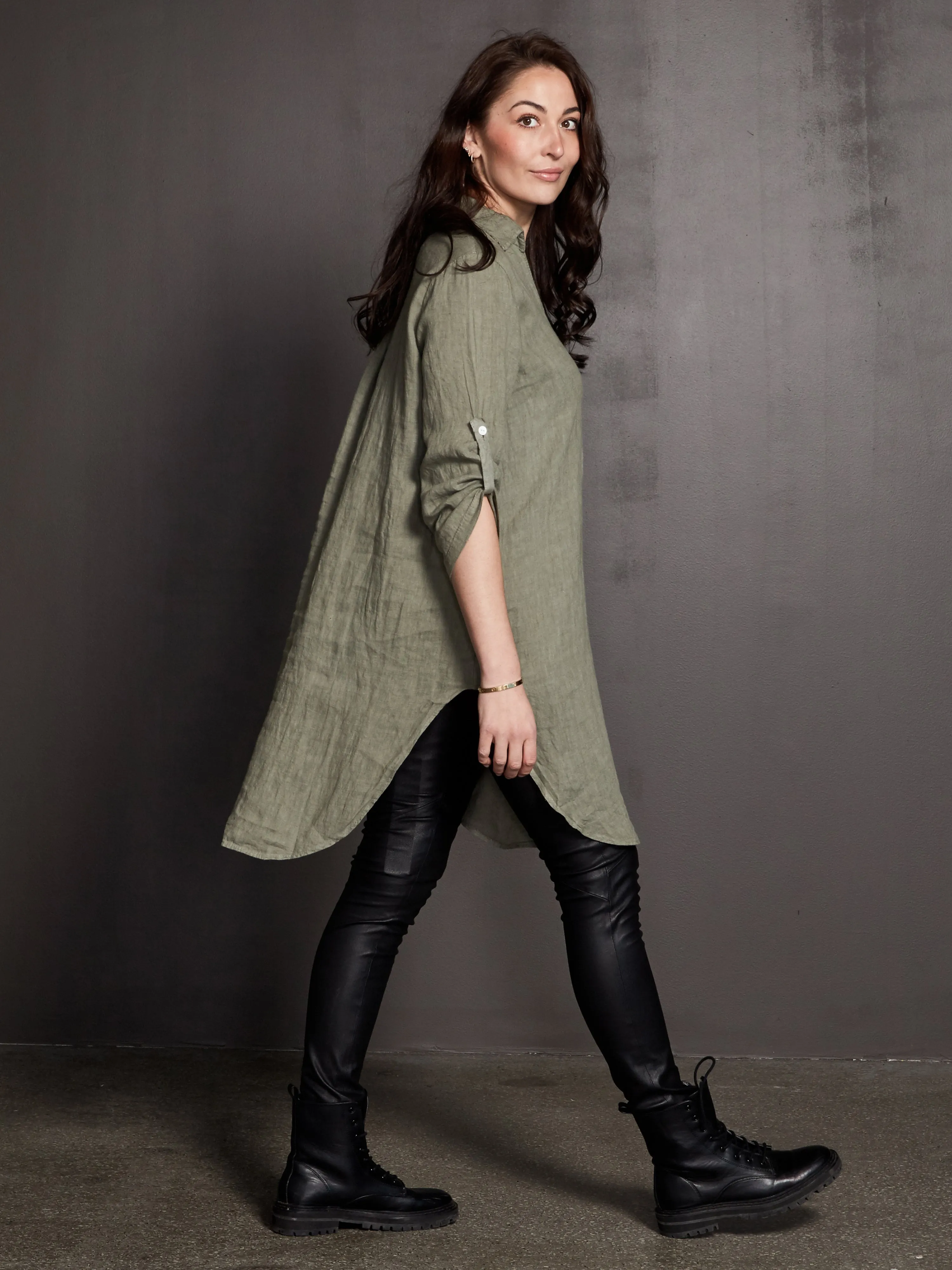 POLETTE linen tunic - Army