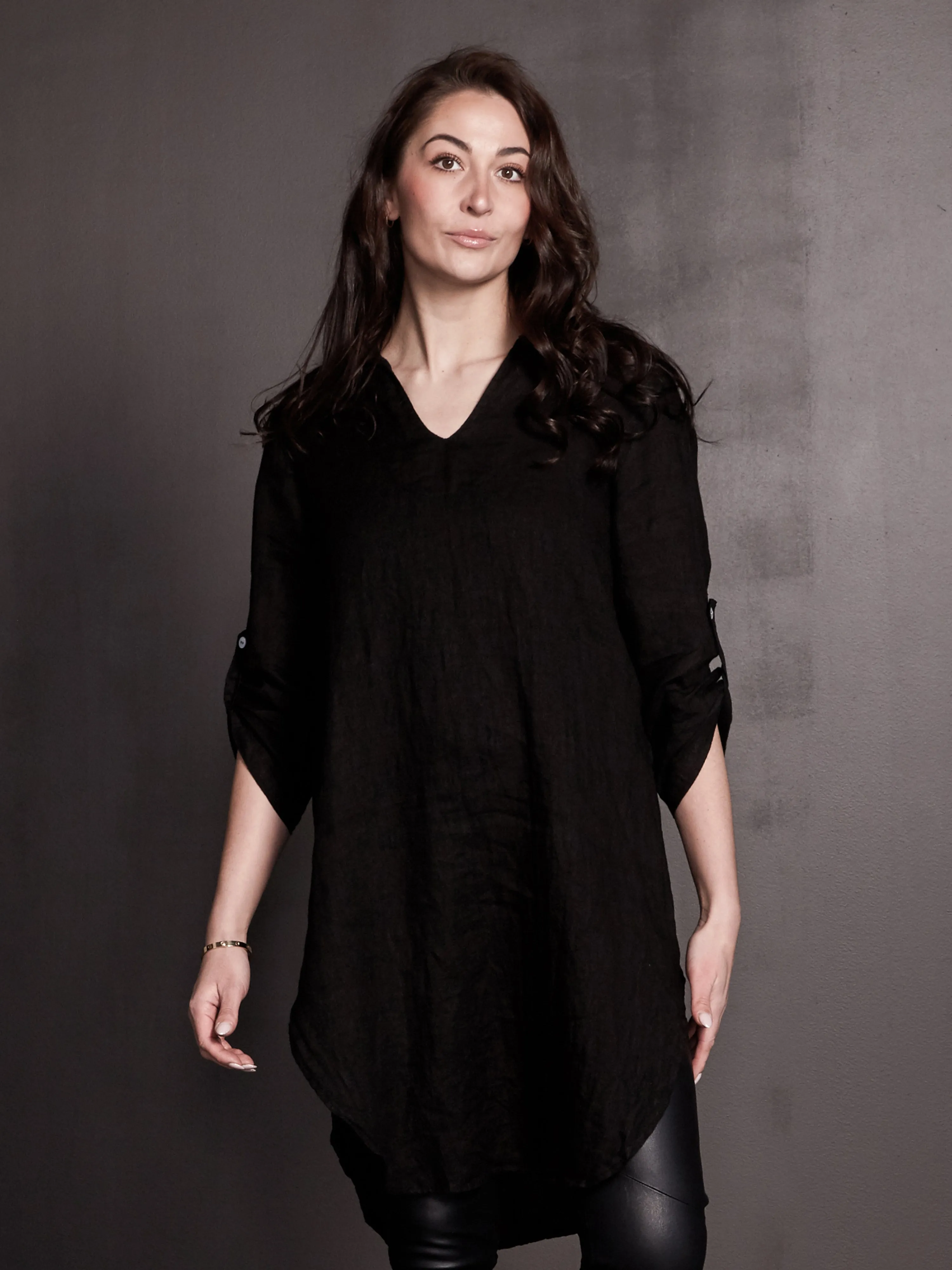 POLETTE linen tunic - Black