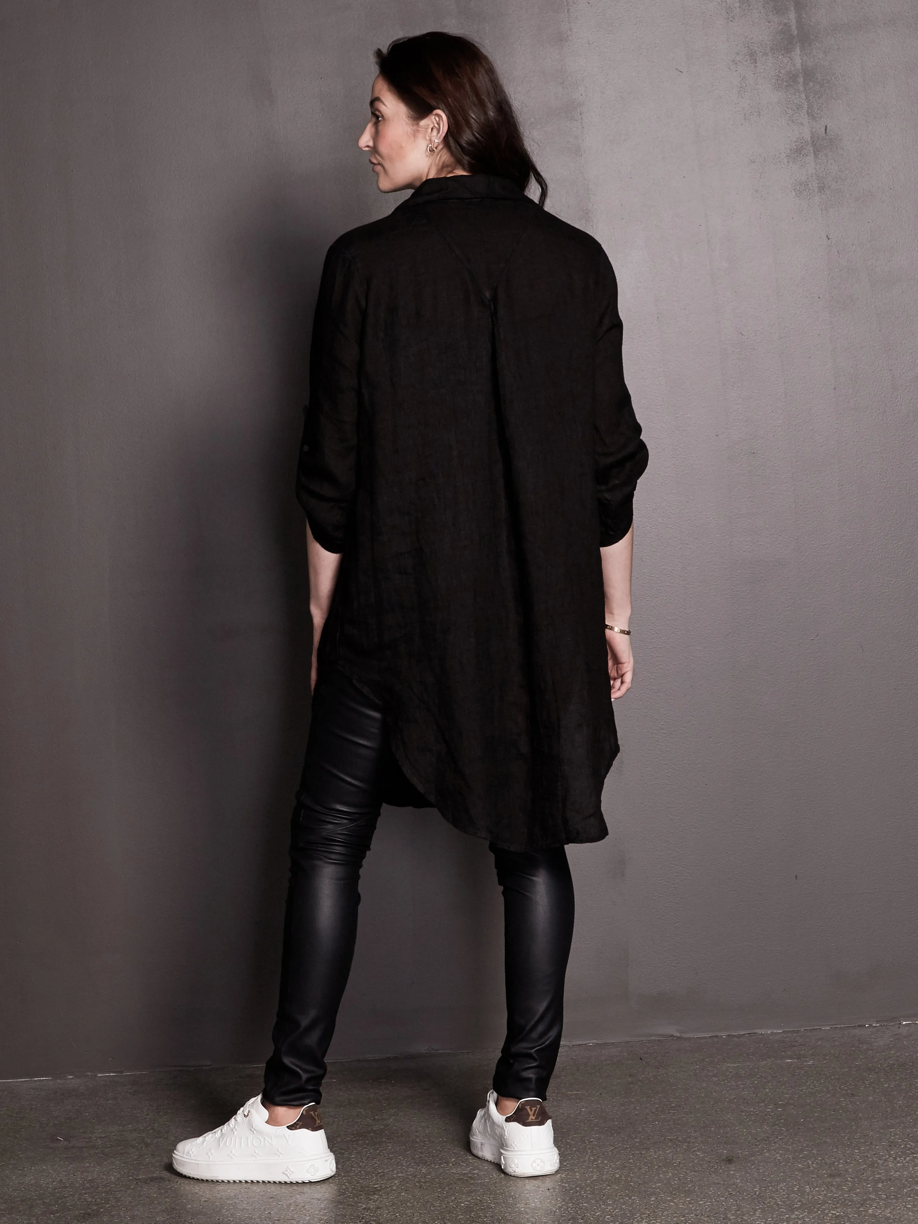 POLETTE linen tunic - Black