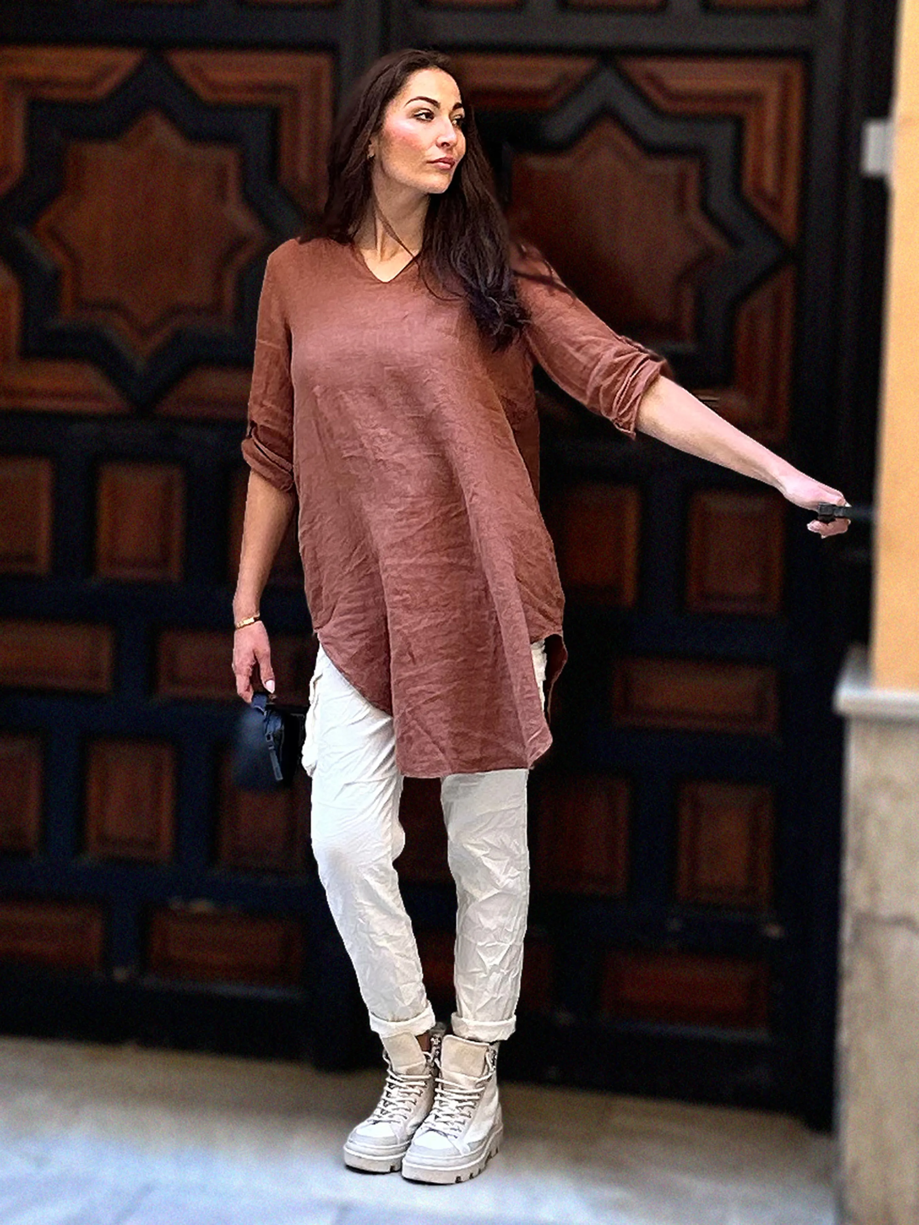 POLETTE linen tunic - Mocca Mousse