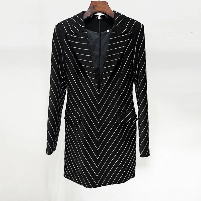 Pre Order:  Stripe Hot Diamond Slim Fit Suit Dress