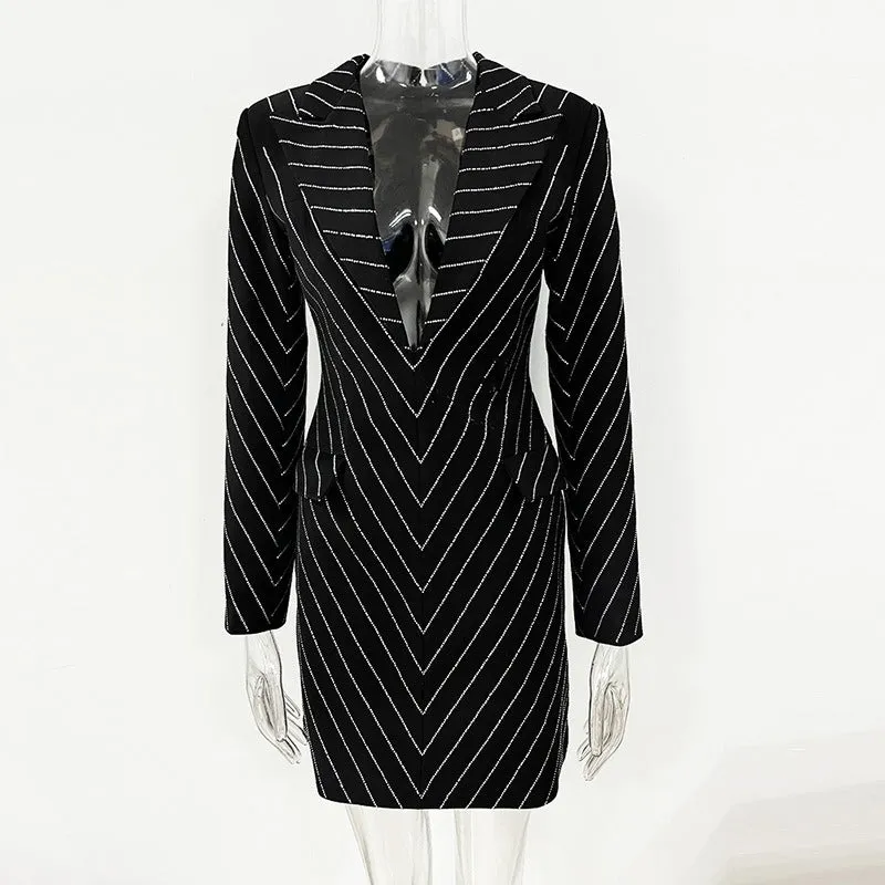 Pre Order:  Stripe Hot Diamond Slim Fit Suit Dress