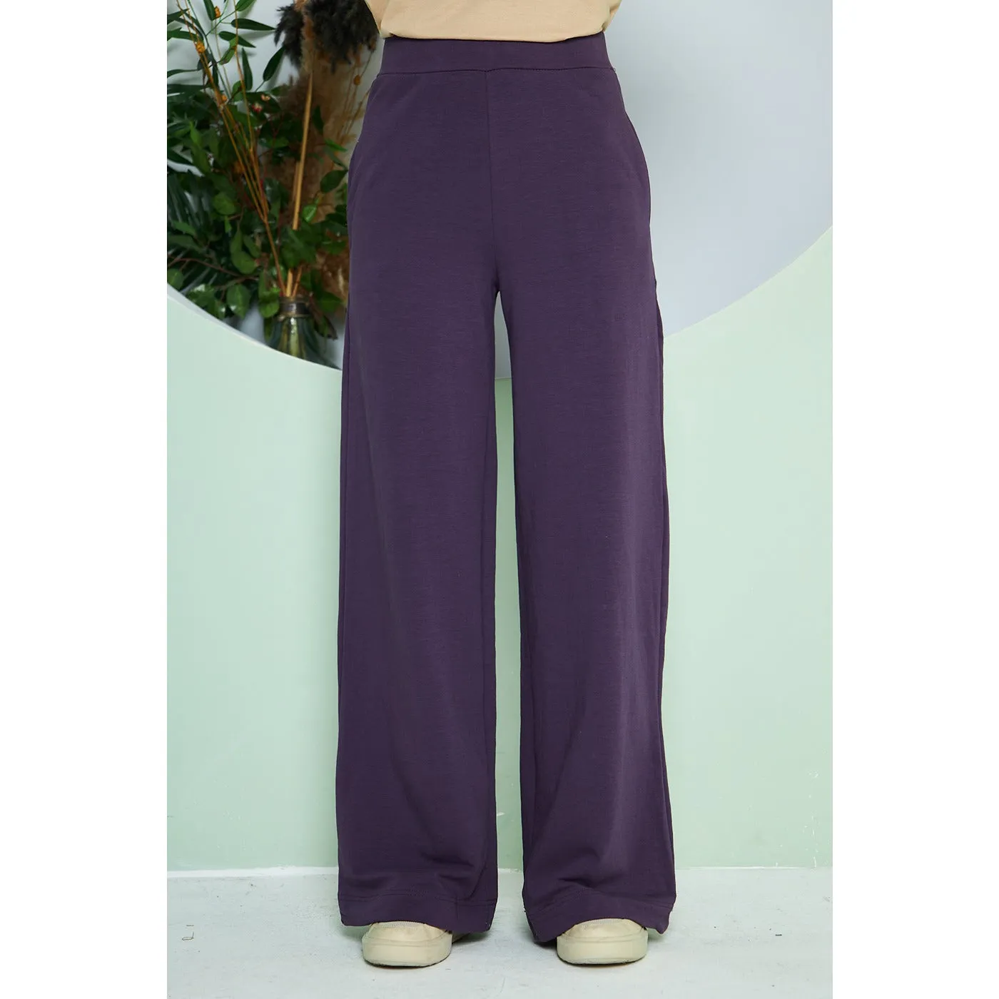 Purple Wide Leg Long Trousers