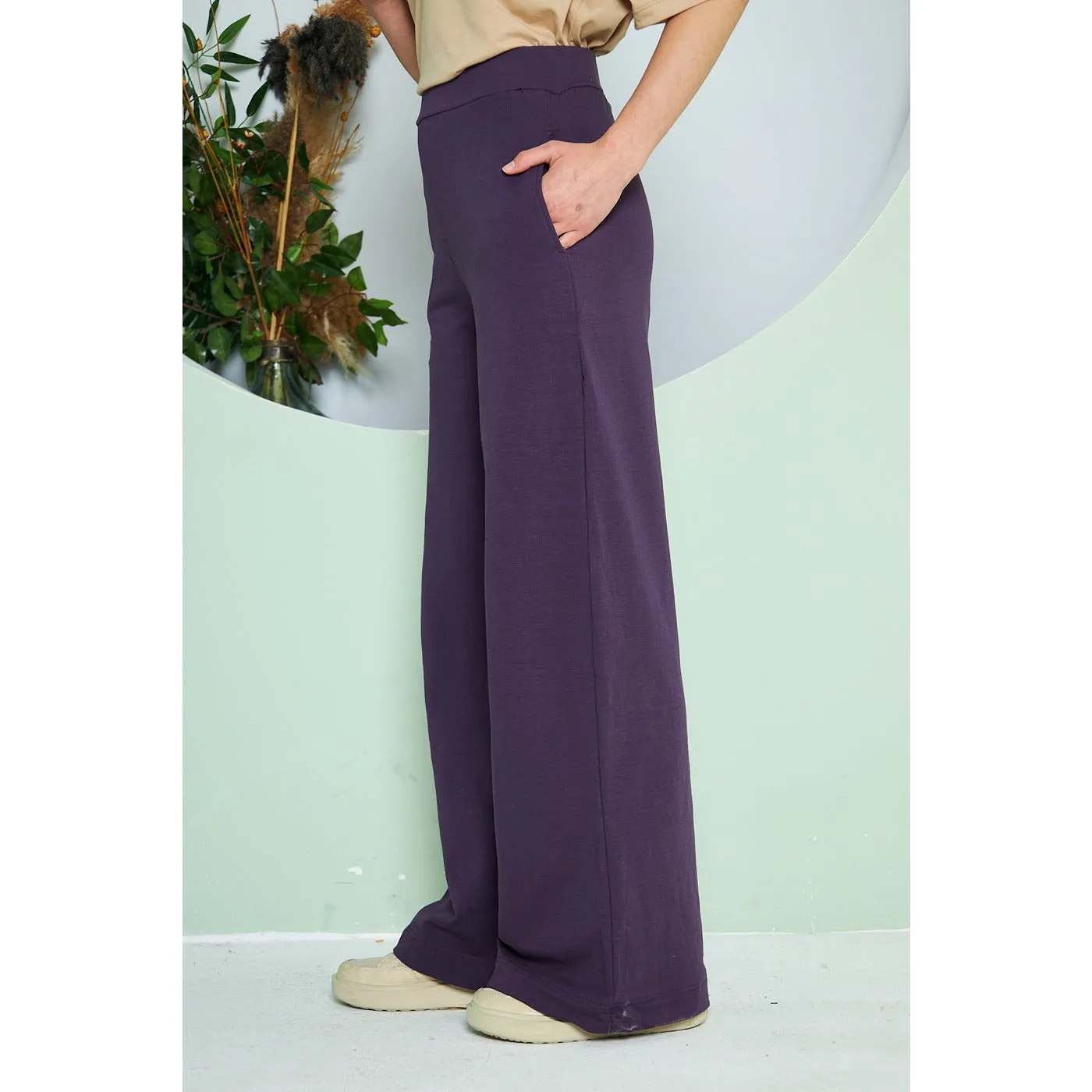 Purple Wide Leg Long Trousers