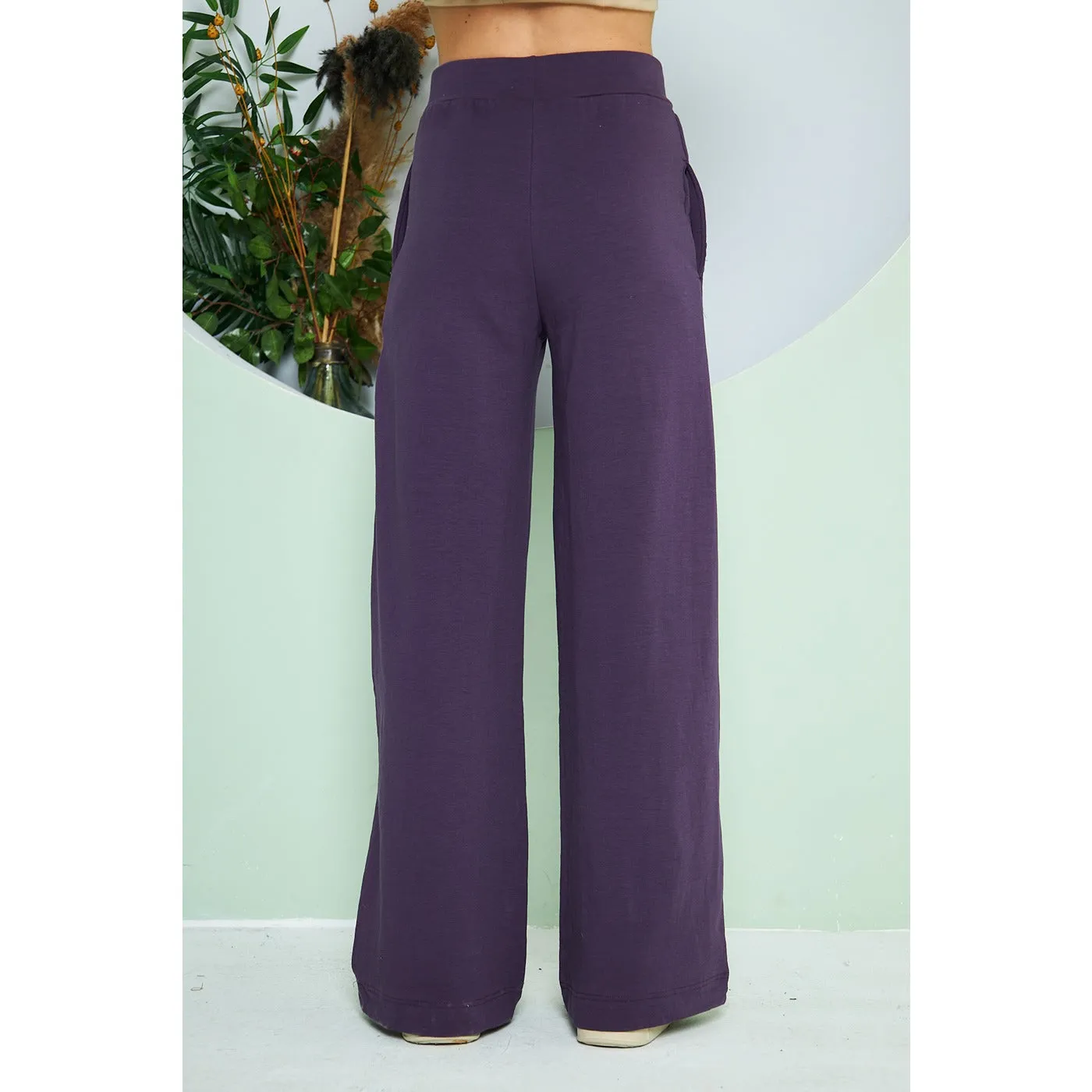 Purple Wide Leg Long Trousers