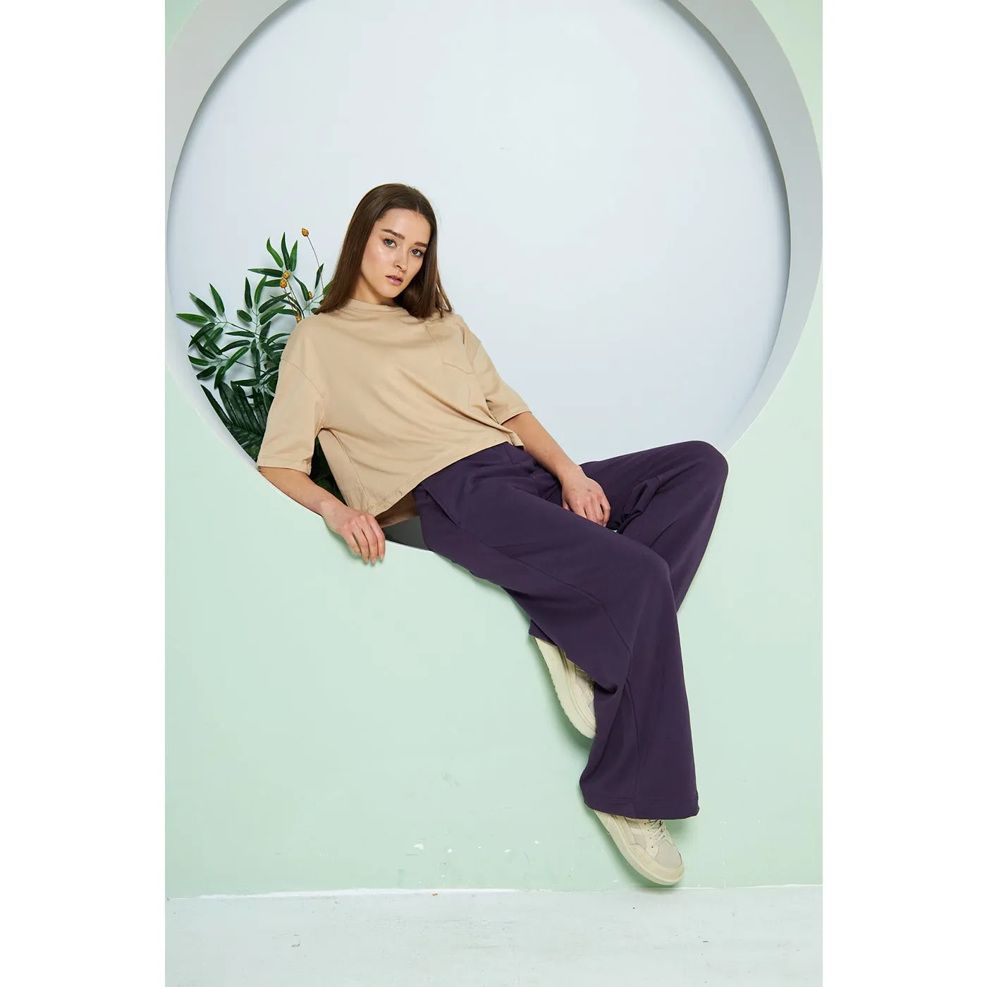 Purple Wide Leg Long Trousers