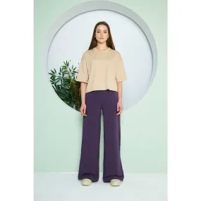 Purple Wide Leg Long Trousers