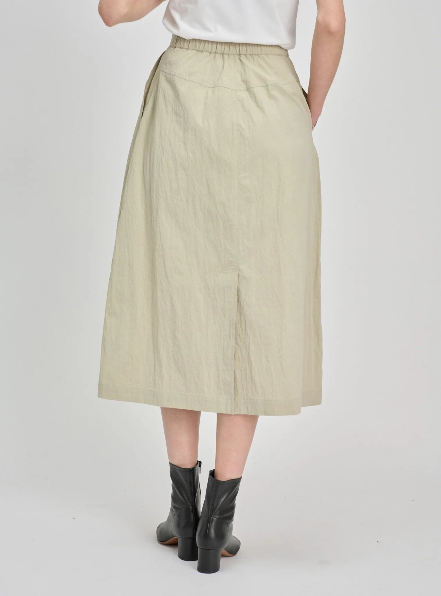 RALLY cotton-blended midi skirt (Sage)