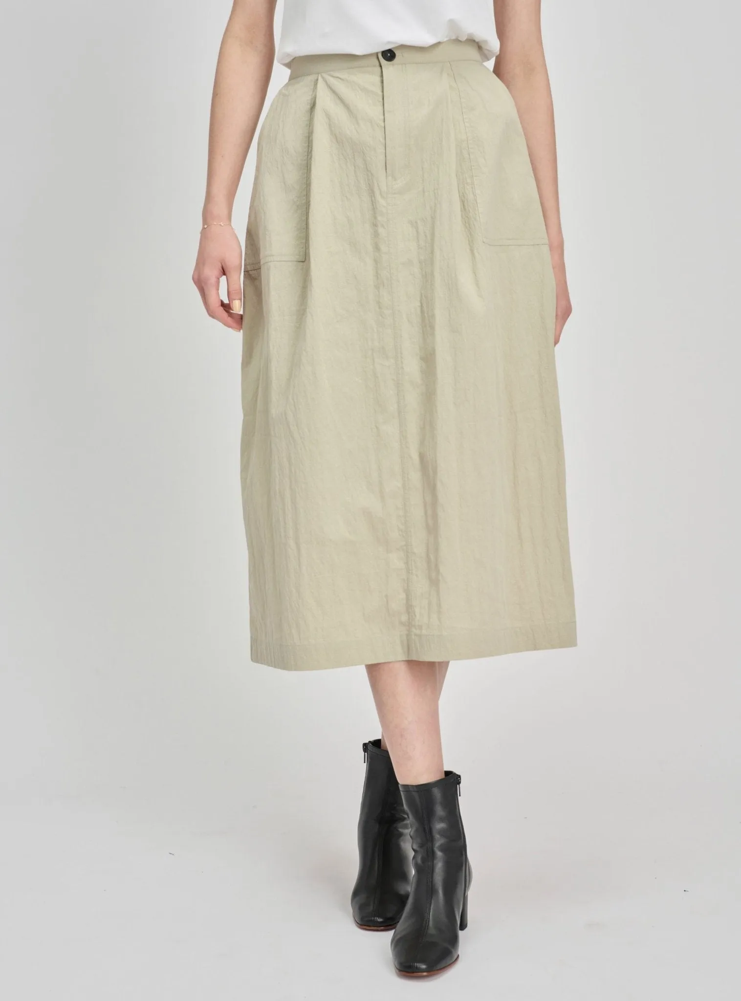 RALLY cotton-blended midi skirt (Sage)