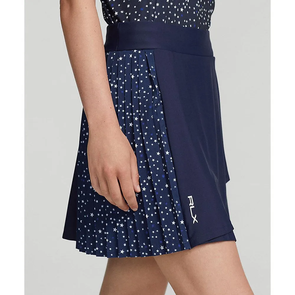 RLX Ralph Lauren Women's Side Pleated Aim Skort 17" - French Navy Summer Night Stars