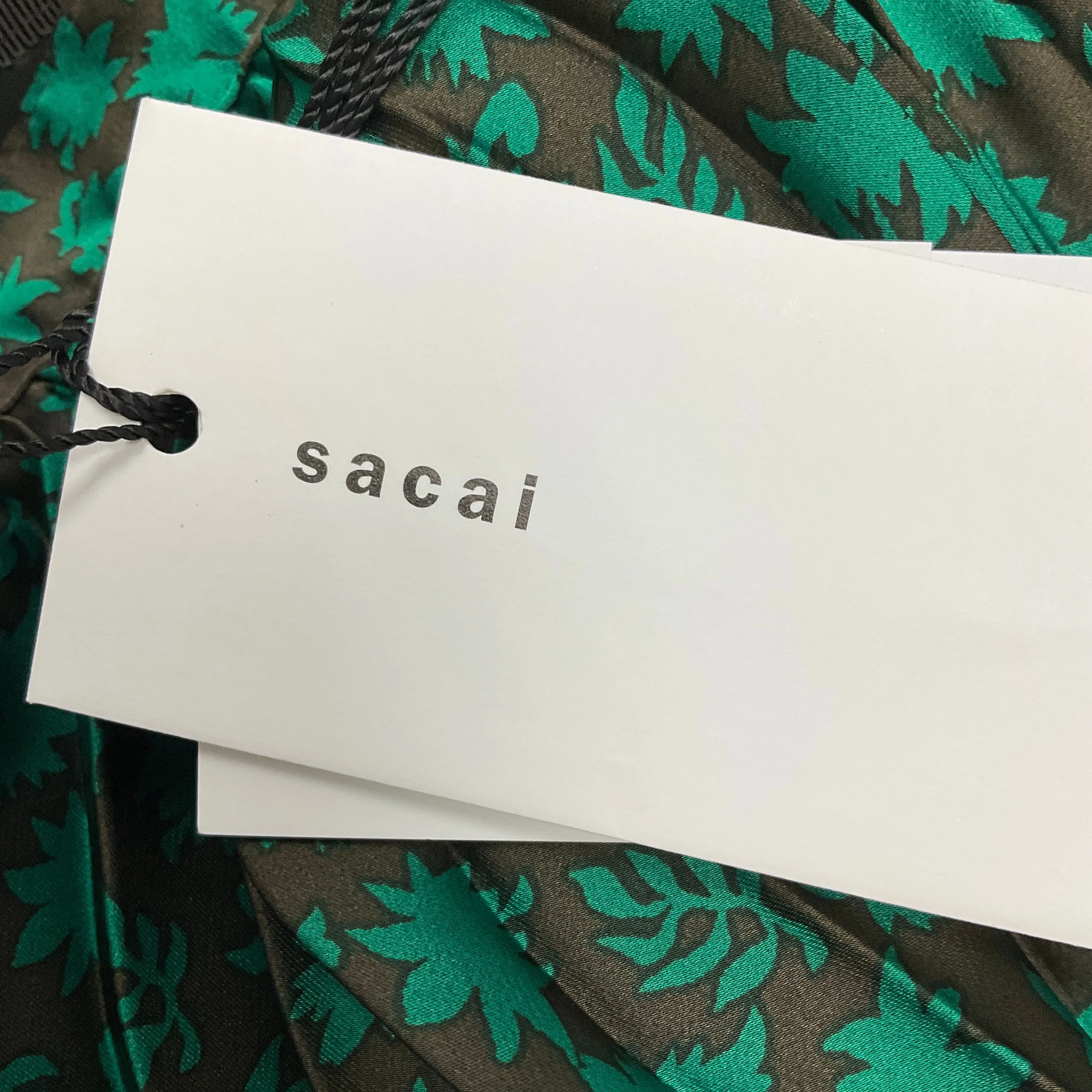 Sacai Brown / Green Floral Printed Pleated Wrap Midi Skirt