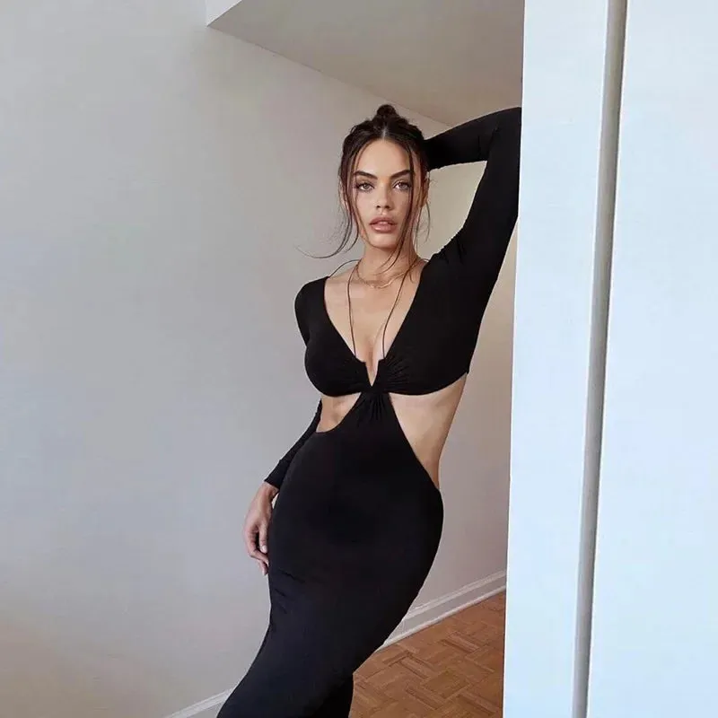 Sexy Cut Out Halter Maxi Dress Fashion Outfits