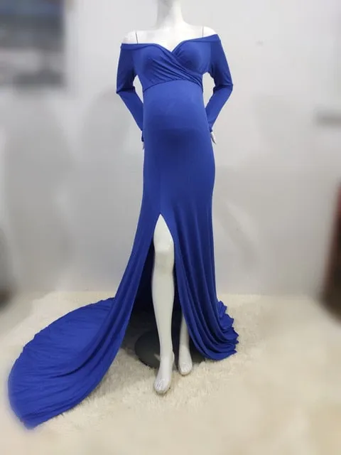 Sexy Shoulderless Maternity Maxi Gown