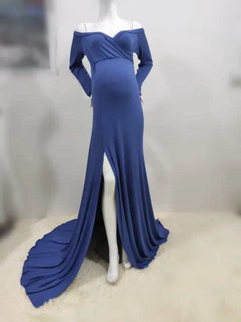 Sexy Shoulderless Maternity Maxi Gown