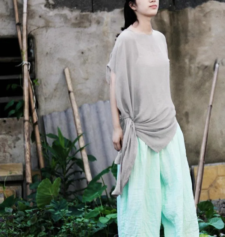 Short Sleeve Long Cotton Tunic Top | Lotus