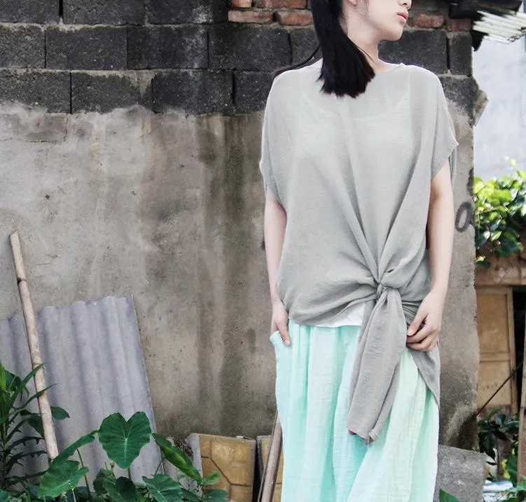 Short Sleeve Long Cotton Tunic Top | Lotus