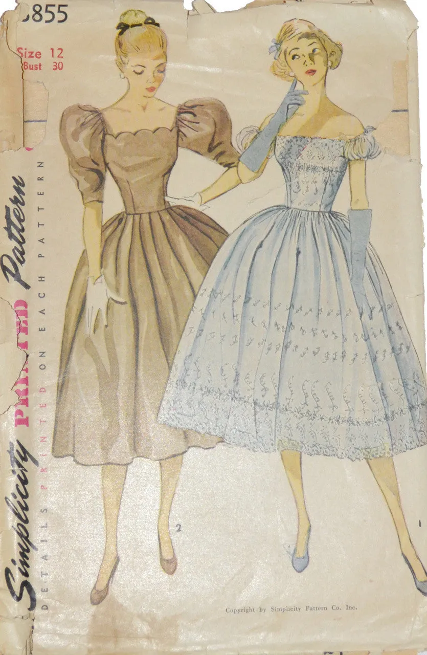 Simplicity 3855 1950s dress pattern Bridesmaids 30B