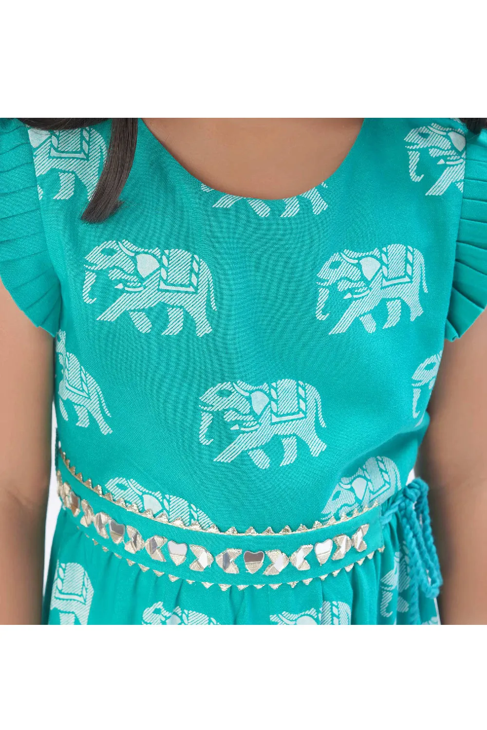 Sky Blue Elephant Printed Sleeveless Jumpsuit