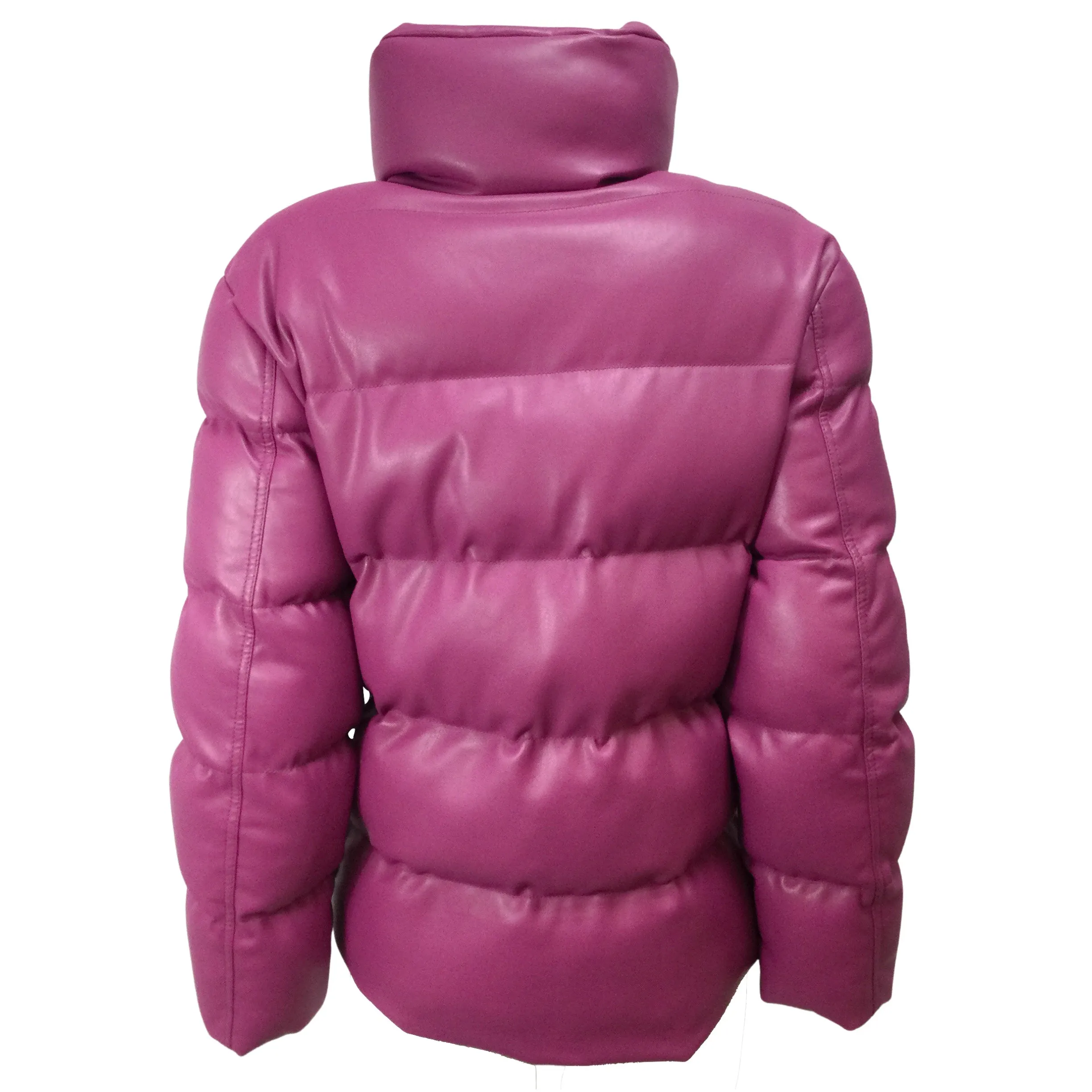 Staud Fuchsia Pink Ace Faux Leather Puffer Jacket