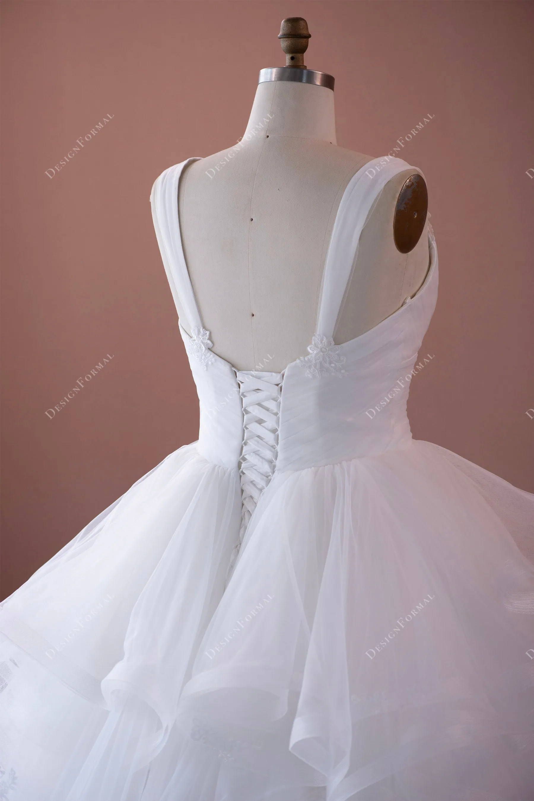 Straps Sweetheart Neck Ruffled Ballgown Wedding Dress