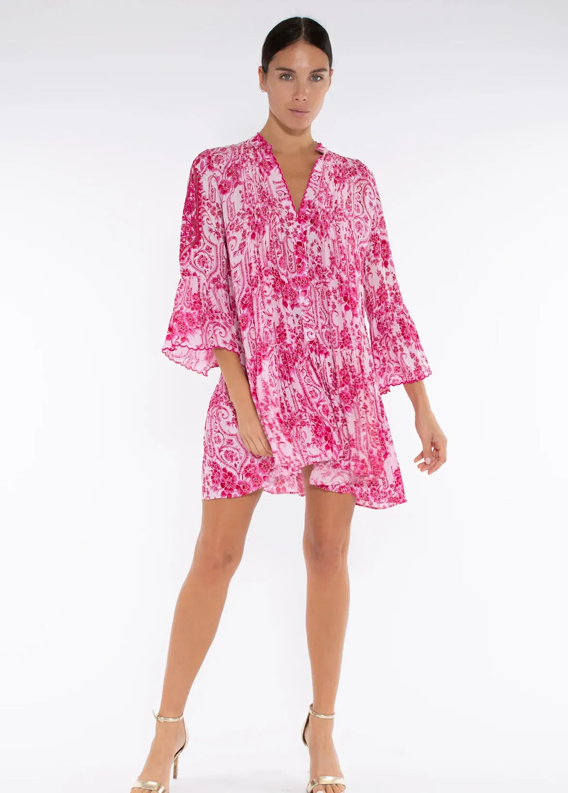 Stylianos Dress - Fuxia Flowers & Paisleys