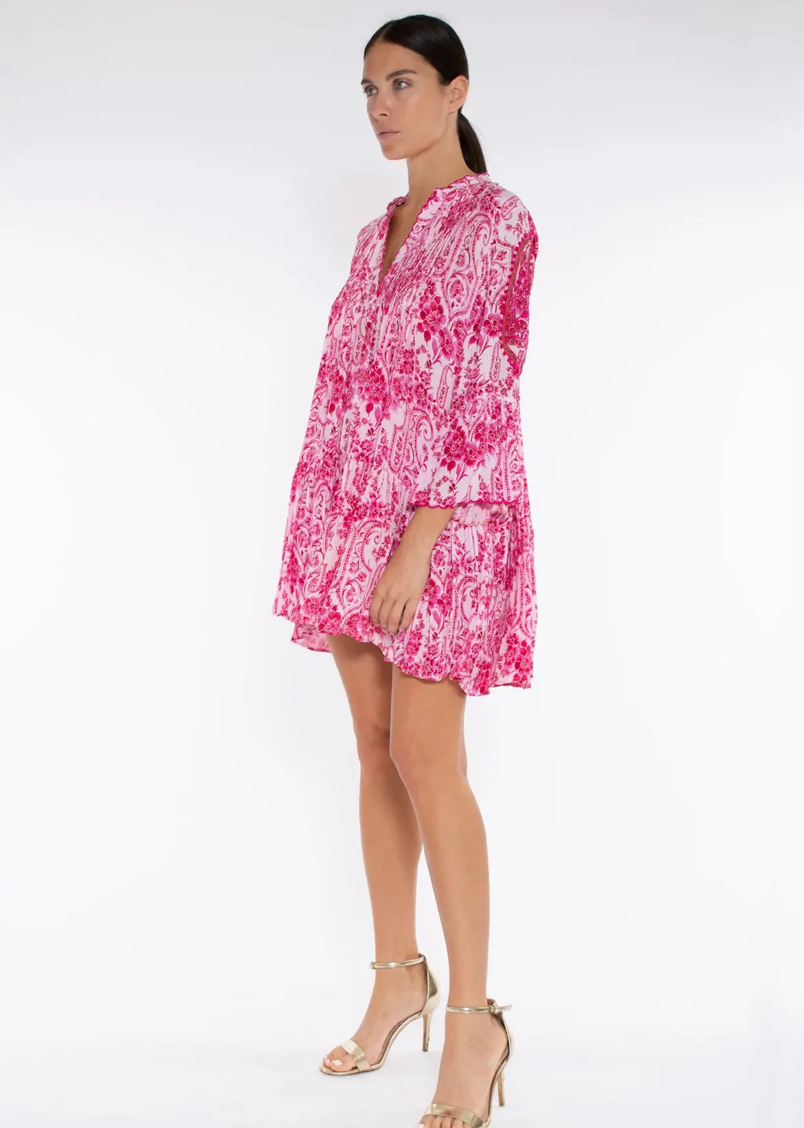 Stylianos Dress - Fuxia Flowers & Paisleys