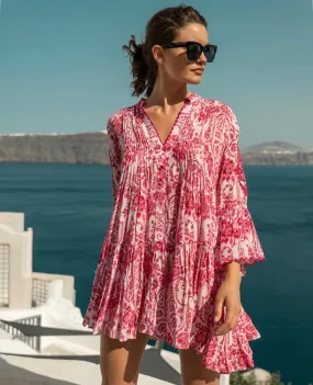 Stylianos Dress - Fuxia Flowers & Paisleys