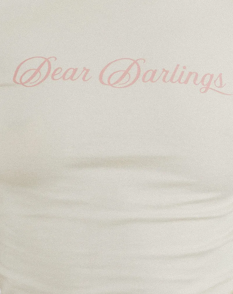 Sutin Tee in Buttermilk with Dear Darlings Print