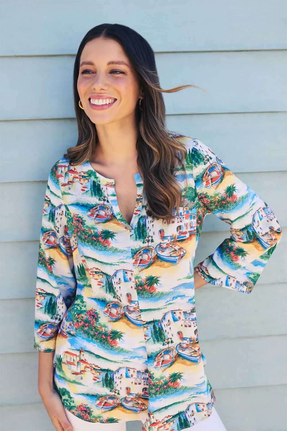 Swing Hem Tunic - Holiday Print