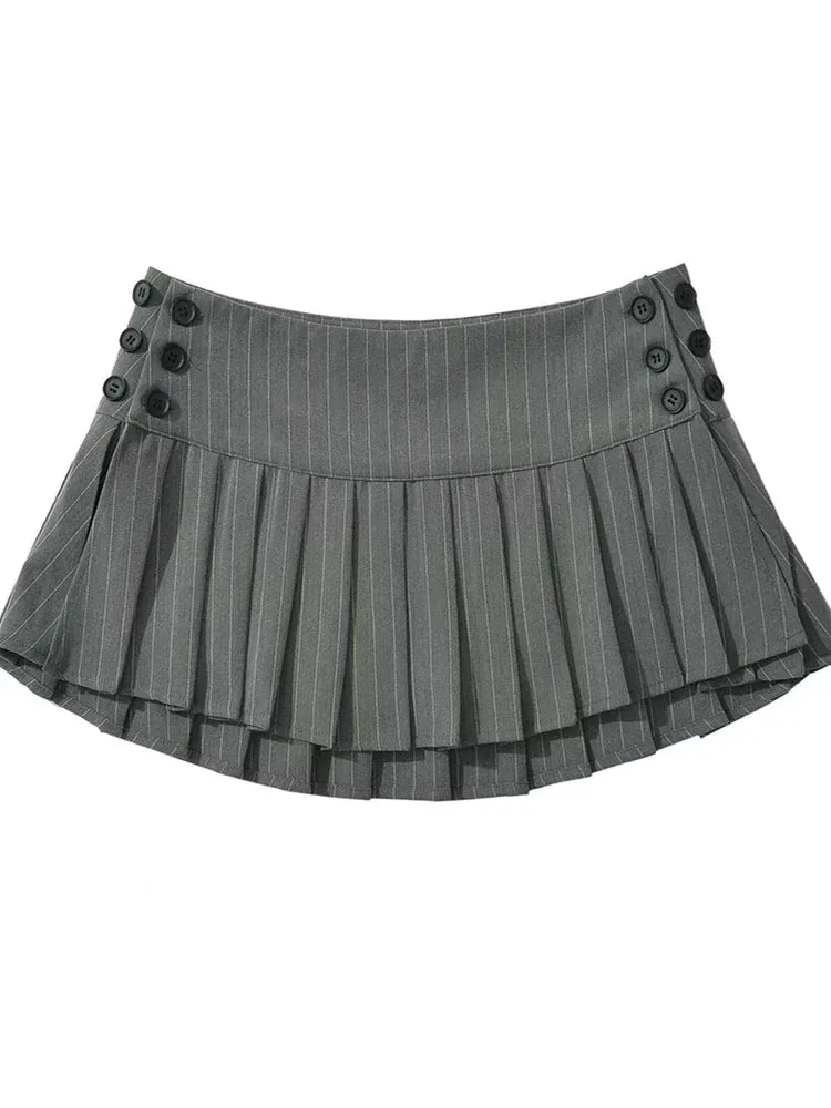 TAVIMART  -  Women New Fashion Preppy Style Plaid Printed Pleated Mini Skirt Hot Sweet Low Waist Sexy Super Short Skirts