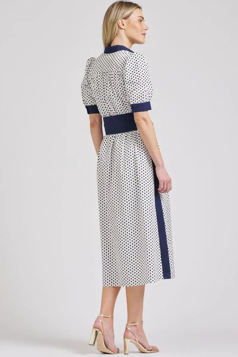 The Gabby Long Dress | White/Navy