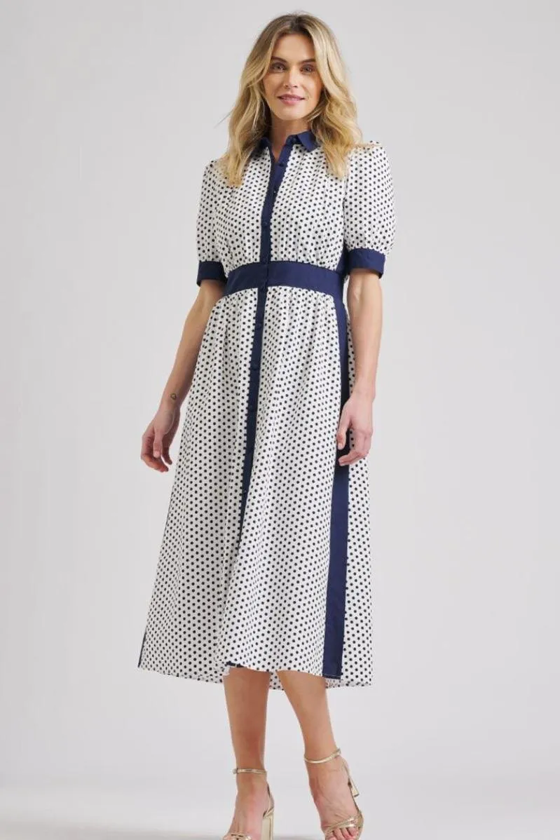 The Gabby Long Dress | White/Navy