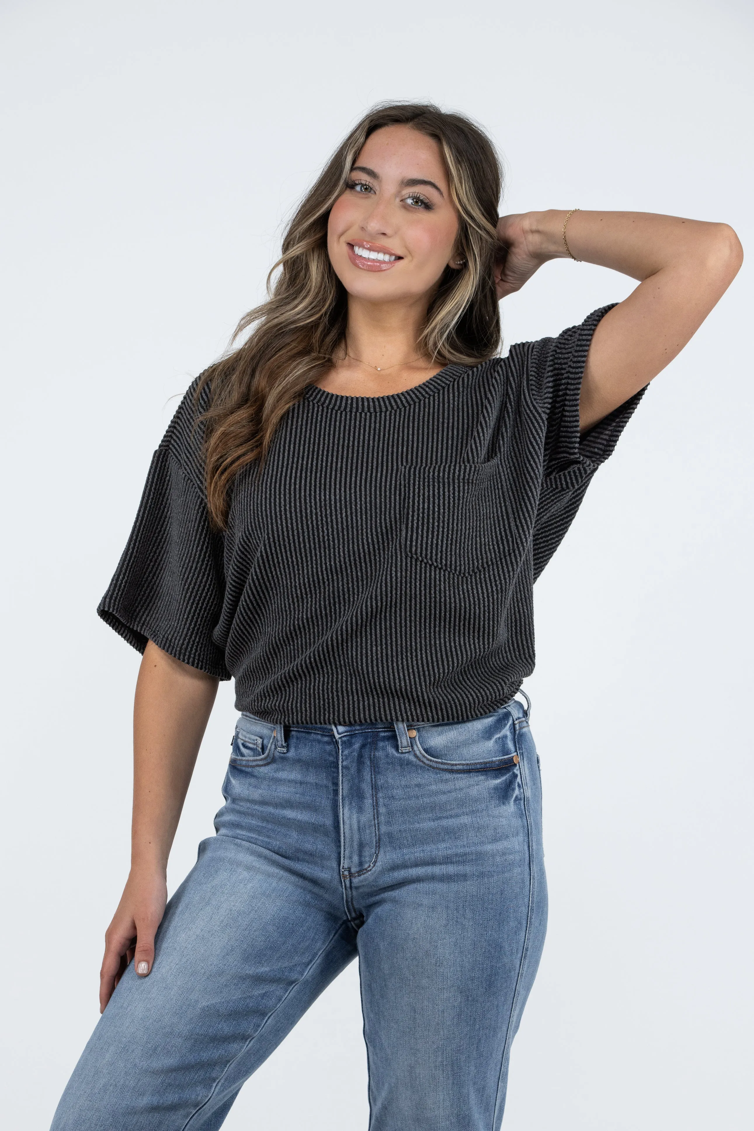 The Ribbed Keep Coming Short Sleeve Top