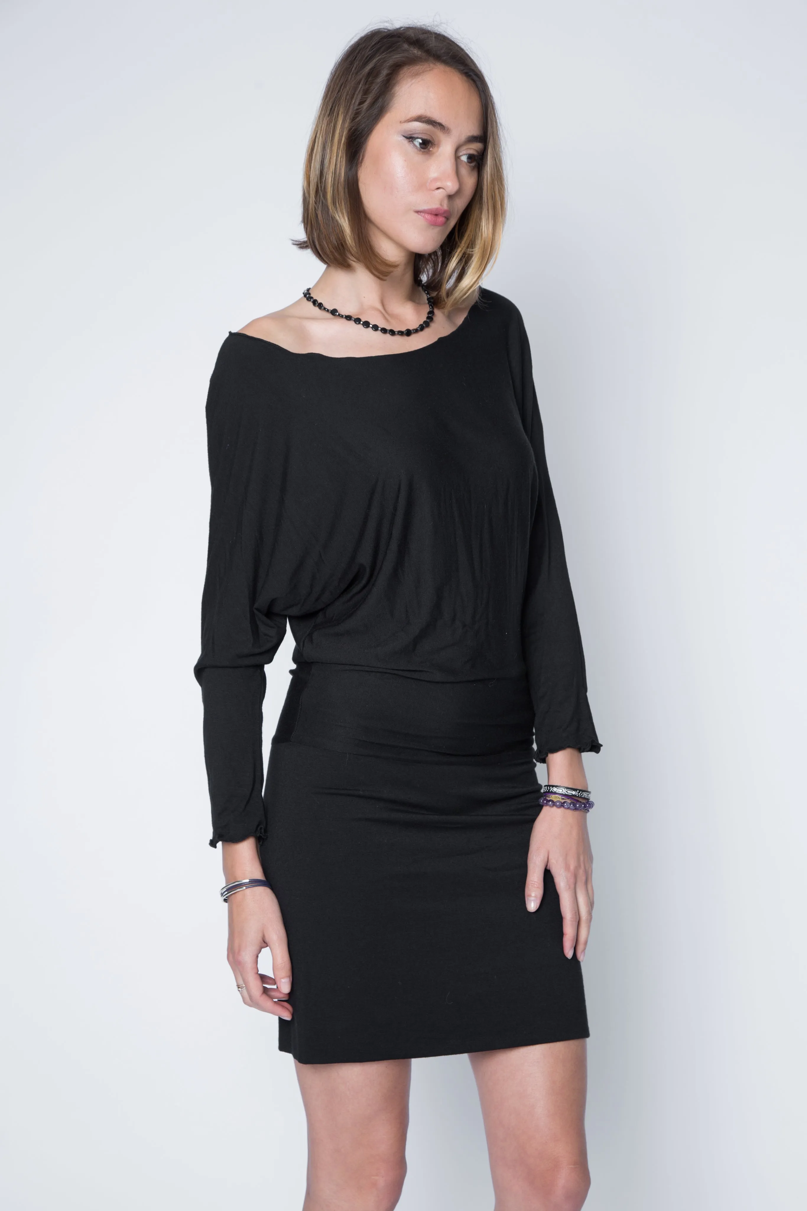 Three Quarter Dolman Sleeve Modal Jersey Dress