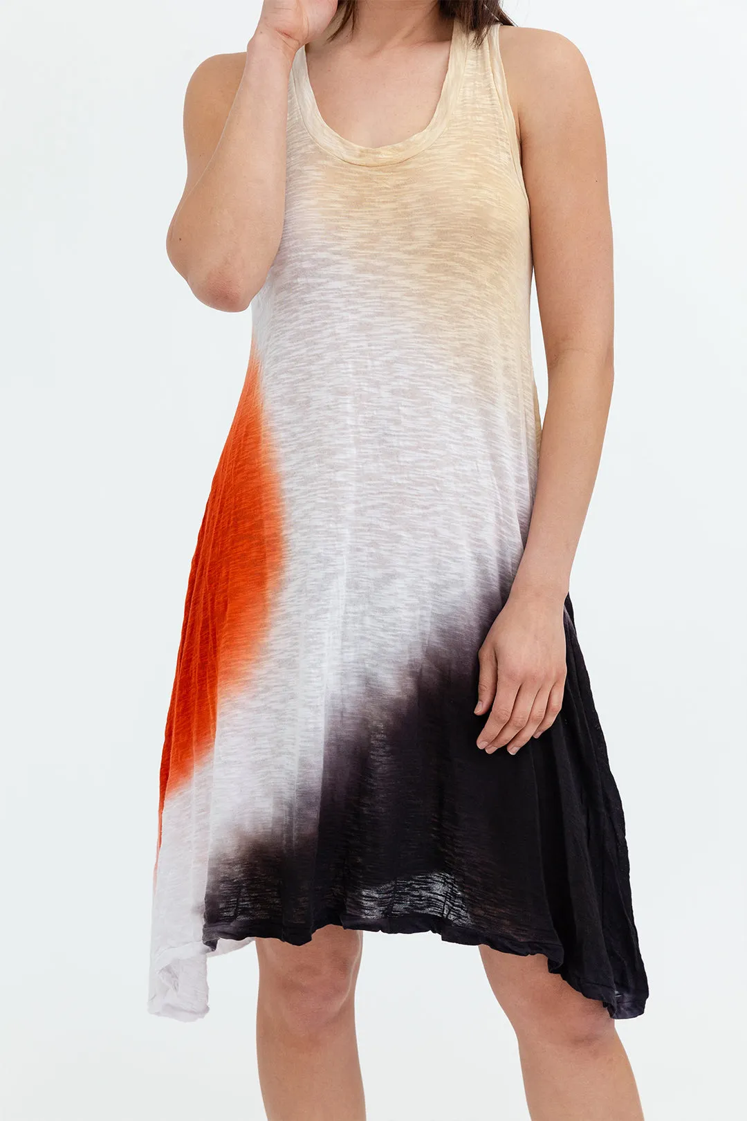 TRAPEZE HAND-DYED DRESS IN COTTON