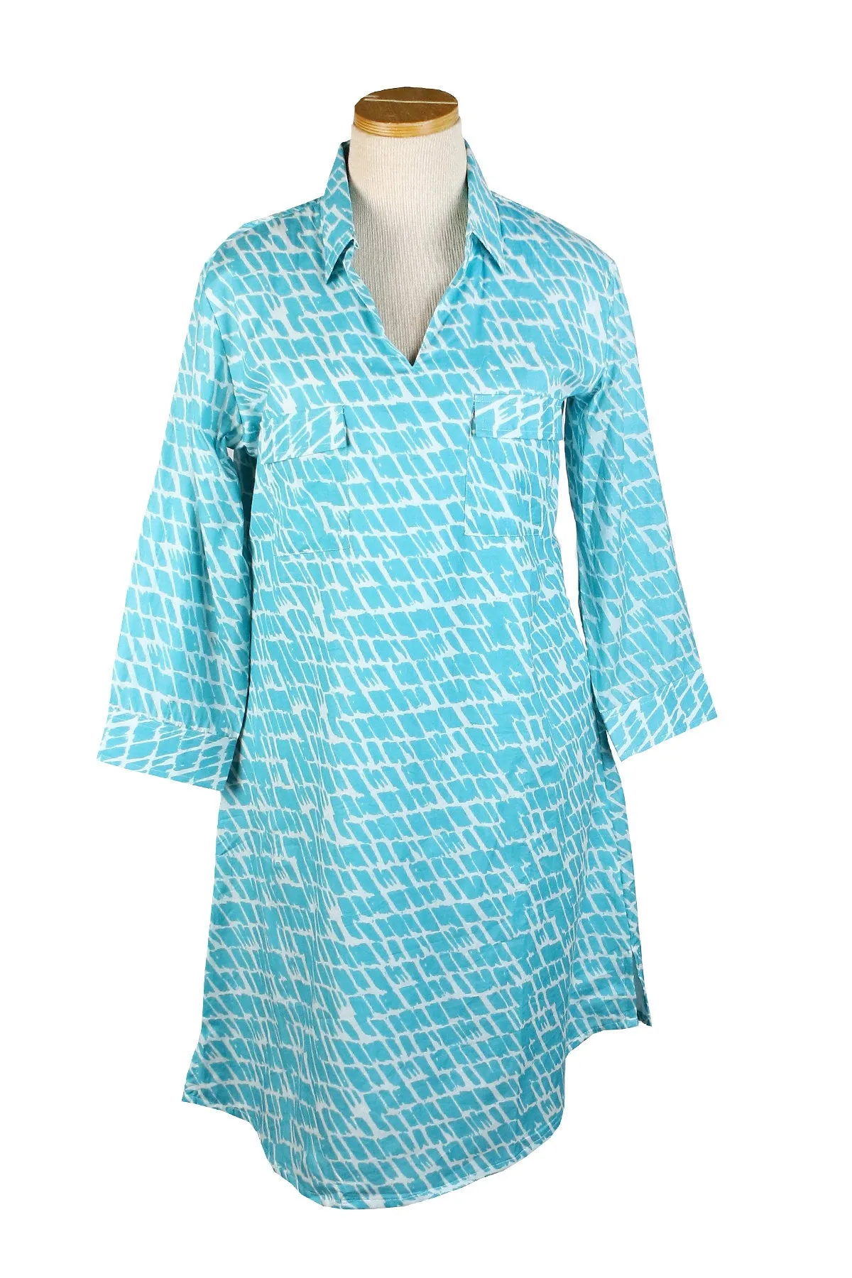 Tunic Dress Aqua Paintbrush