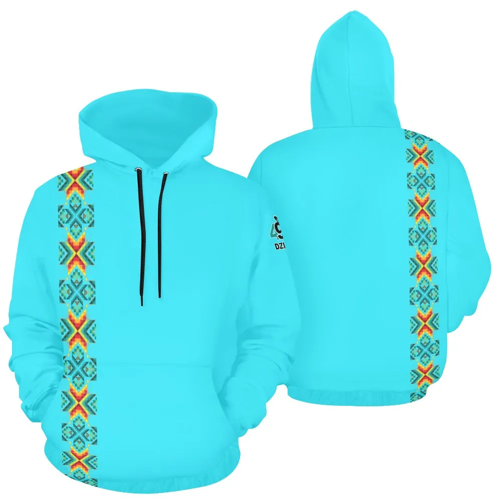 Turquoise Blanket Strip Hoodie for Men (USA Size)