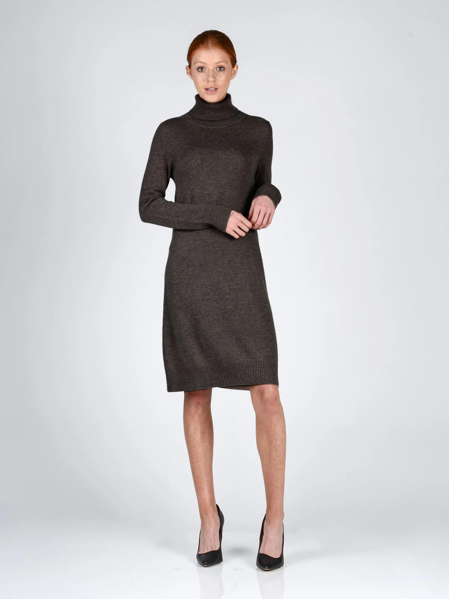 Turtleneck Slimfit Dress_Cocoa Brown