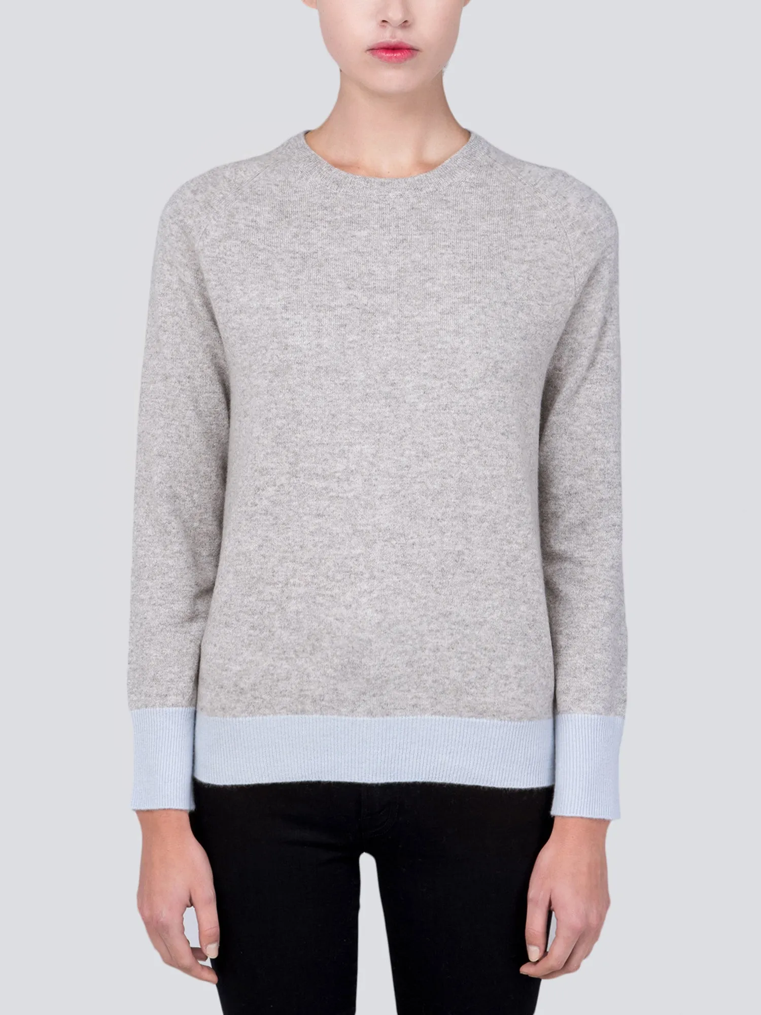 Turtleneck Slimfit Sweater_CB_Light Grey/Baby Blue