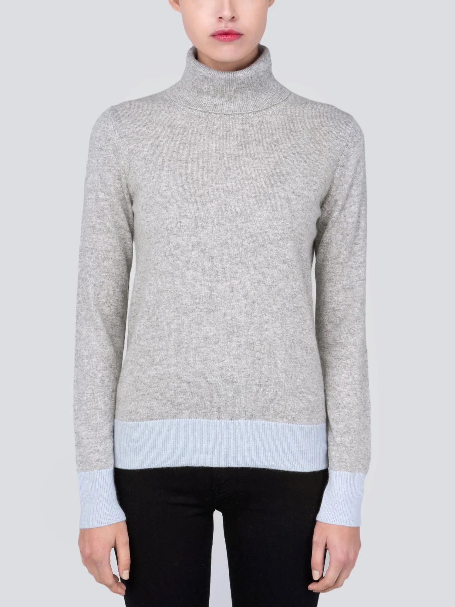 Turtleneck Slimfit Sweater_CB_Light Grey/Baby Blue