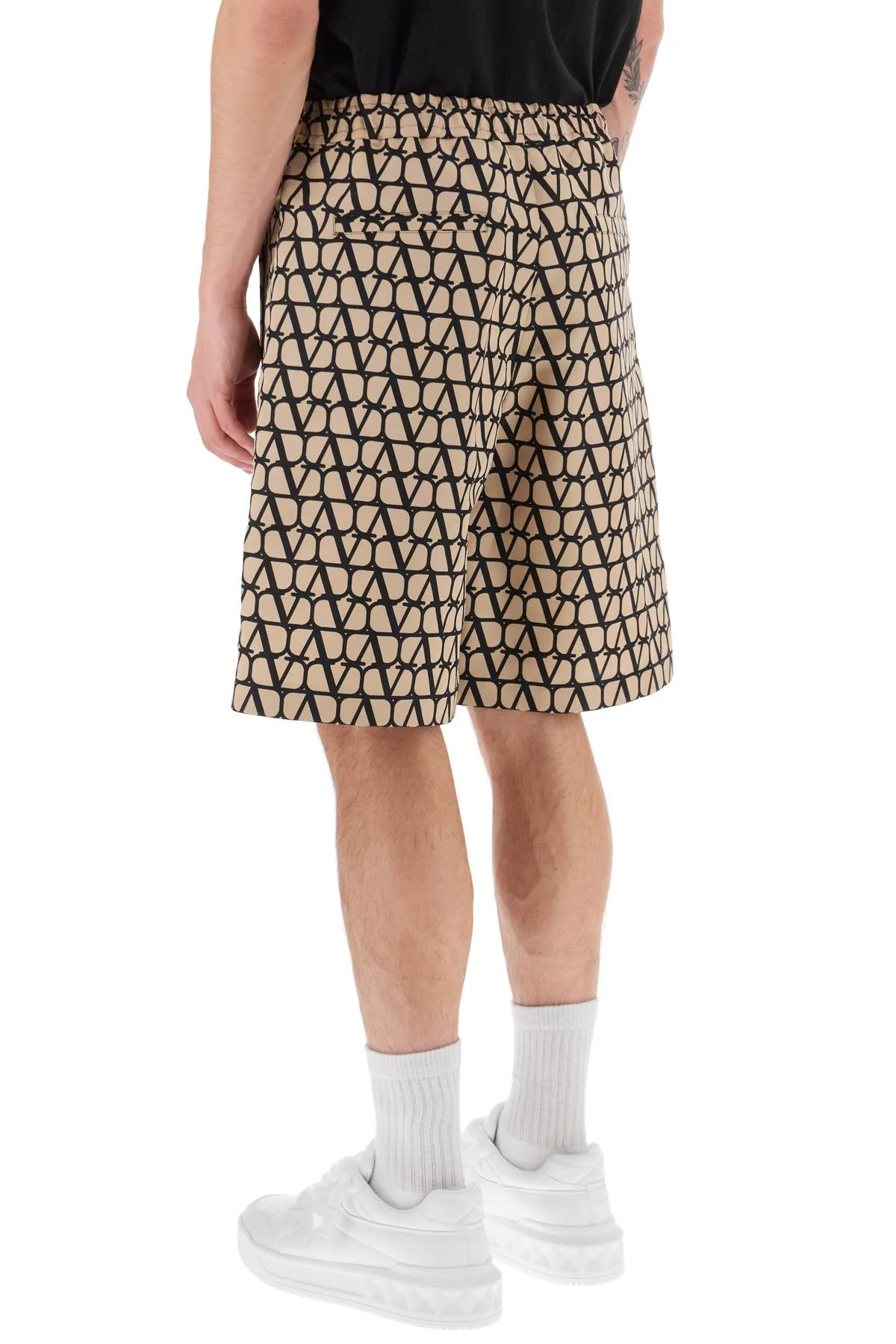 Valentino shorts in silk faille with toile iconographe motif