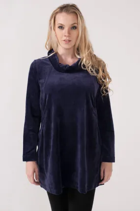 Velour Funnel Eggplant Tunic