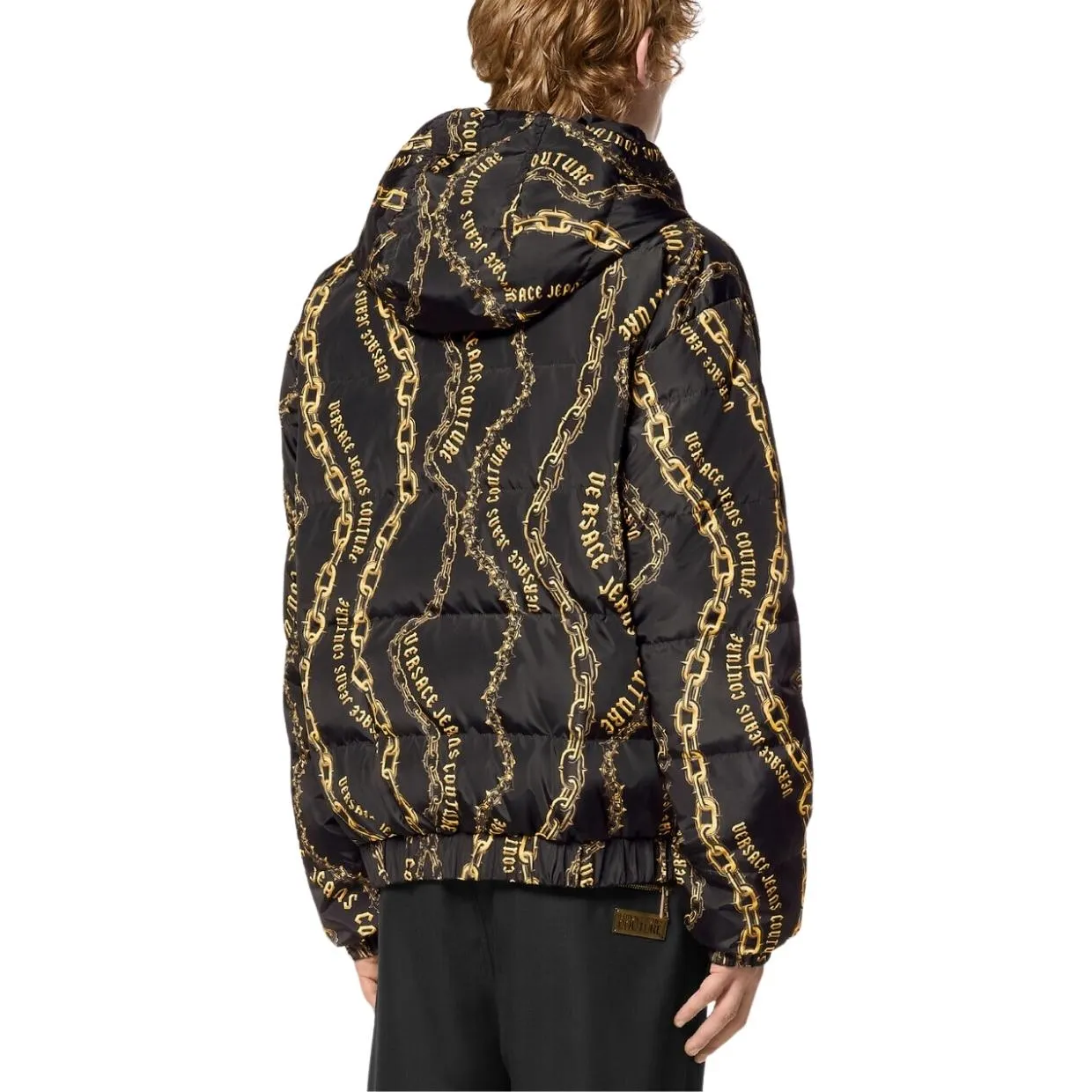 Versace Jeans Couture Chain Couture Reversible Black & Gold Puffer Jacket