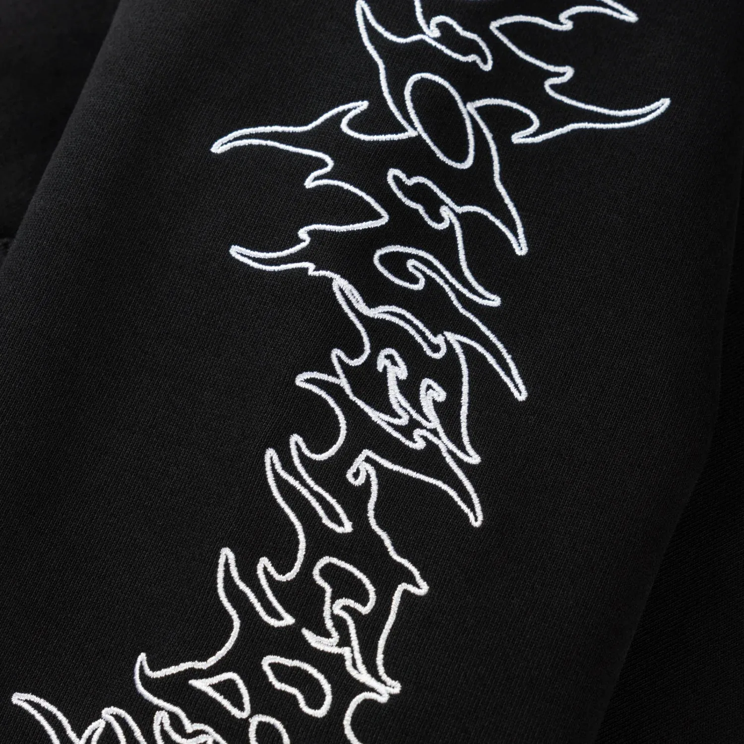 Welcome Barb Sleeve Embroidered Hoodie - Pigment-Dyed Black