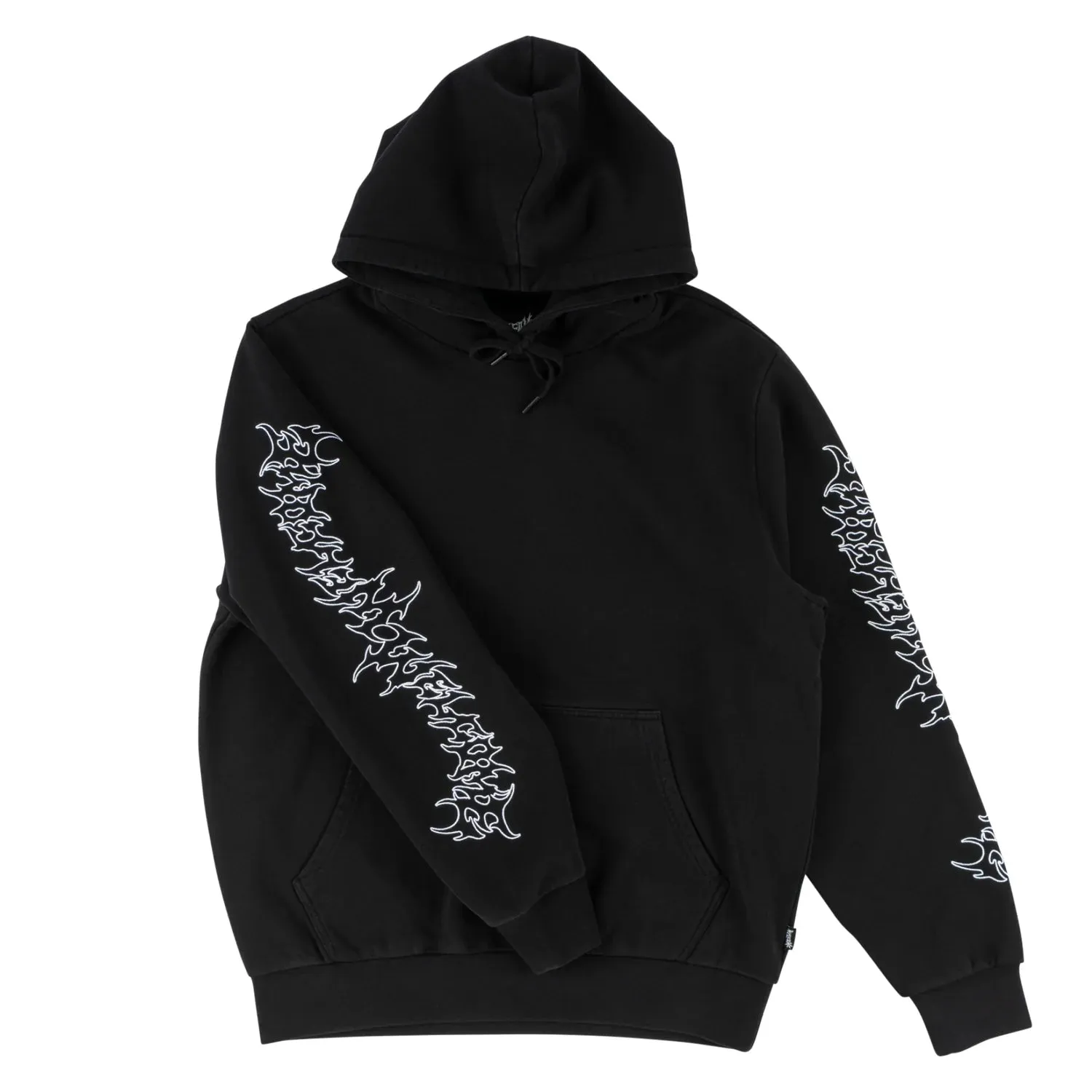 Welcome Barb Sleeve Embroidered Hoodie - Pigment-Dyed Black