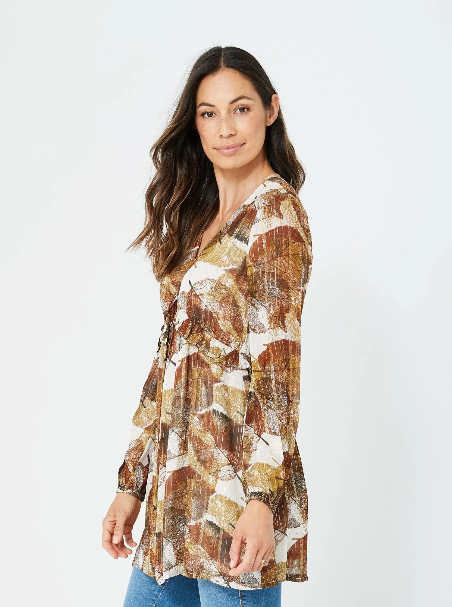 Woman Winter Fashion Casual Jaclyn Tunic | Autumn leaves/Viscose Lurex