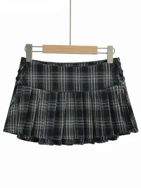 Women New Fashion Preppy Style Plaid Printed Pleated Mini Skirt Hot Sweet Low Waist Sexy Super Short Skirts