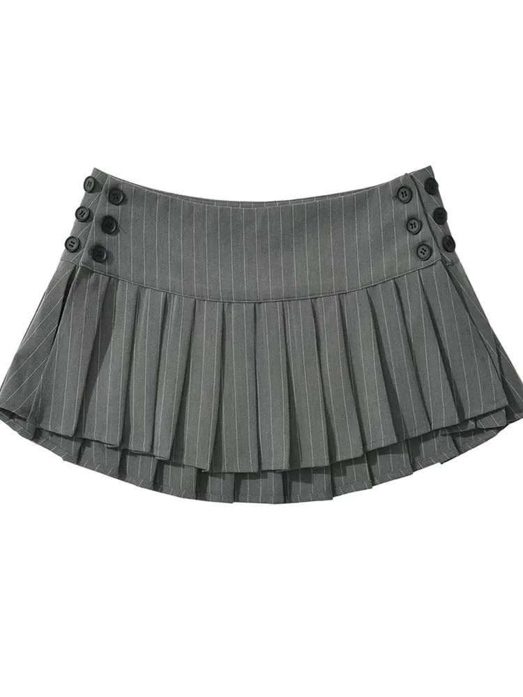 Women New Fashion Preppy Style Plaid Printed Pleated Mini Skirt Hot Sweet Low Waist Sexy Super Short Skirts