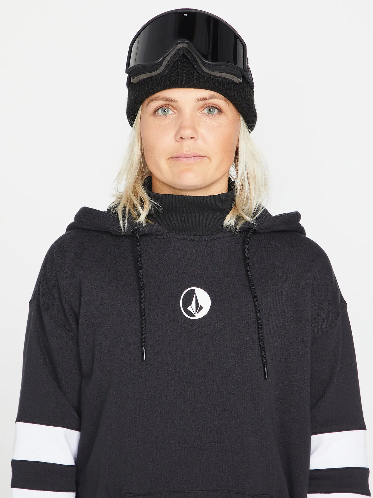 WOMENS BANDED HOODIE - BLACK